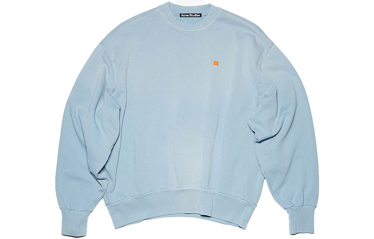 Acne Studios SS22 Blue Unisex Pullover Sweatshirt with Solid Color Patch CI0112-AAT