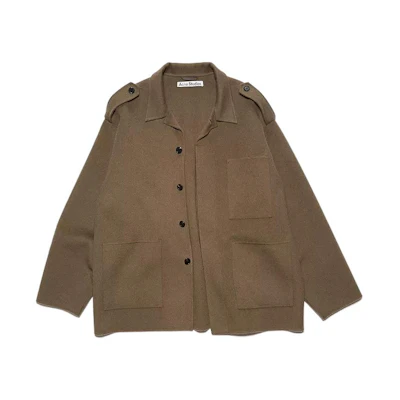 Acne Studios SS22 Brown Button-Up Work Jacket with Pockets for Men B90636-AB6