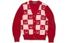 Buy アクネ ストゥディオズ SS22 チェック柄ロゴ ボタンニットセーター ユニセックス レッド C60059-CW6