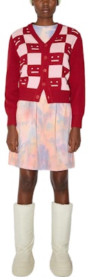 アクネ ストゥディオズ SS22 チェック柄ロゴ ボタンニットセーター ユニセックス レッド C60059-CW6 Shop アクネ ストゥディオズ SS22 チェック柄ロゴ ボタンニットセーター ユニセックス レッド C60059-CW6