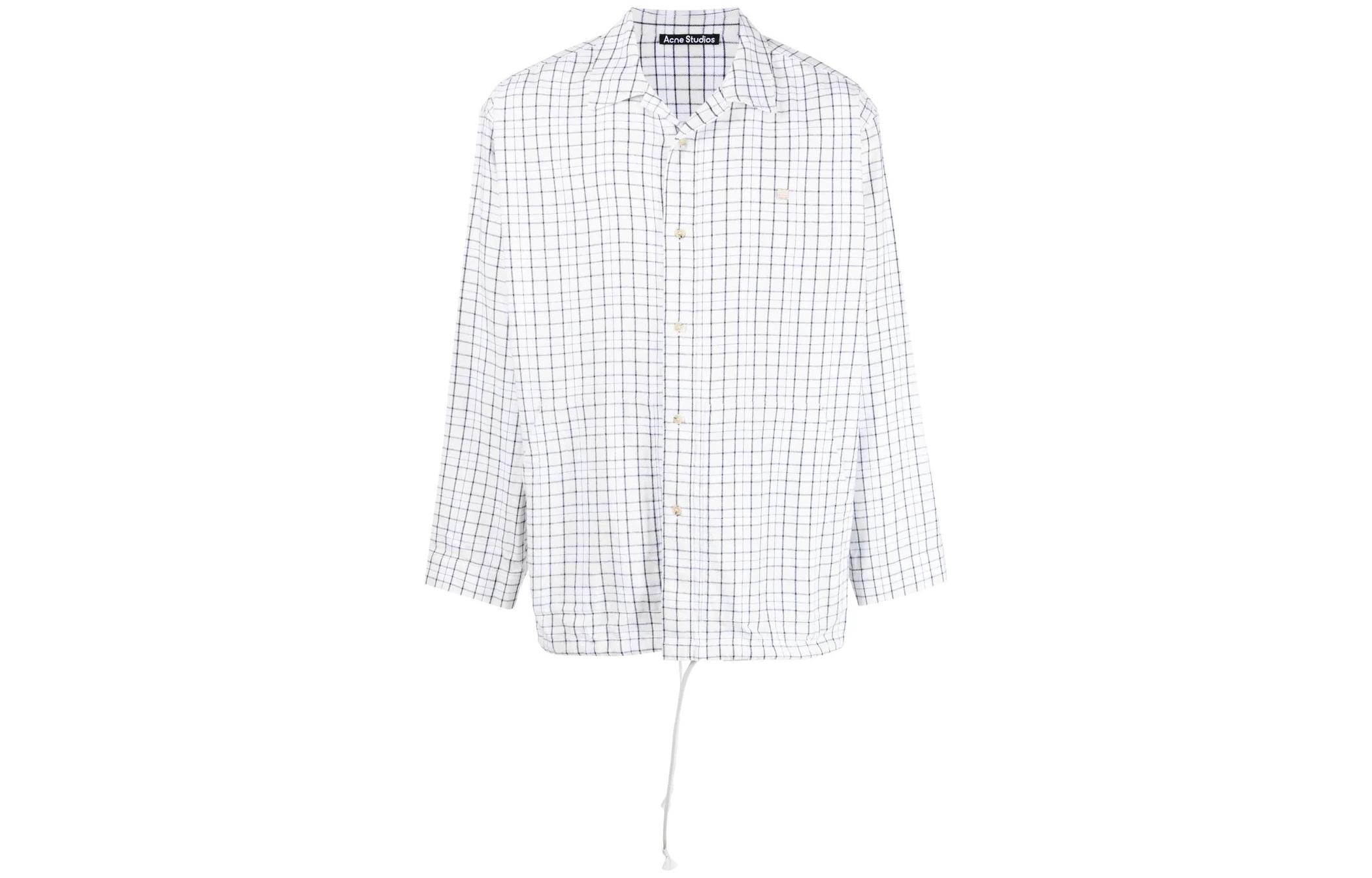 Acne Studios SS22 Checkered Tie Long Sleeve Shirt Unisex Black White C90105-AL4