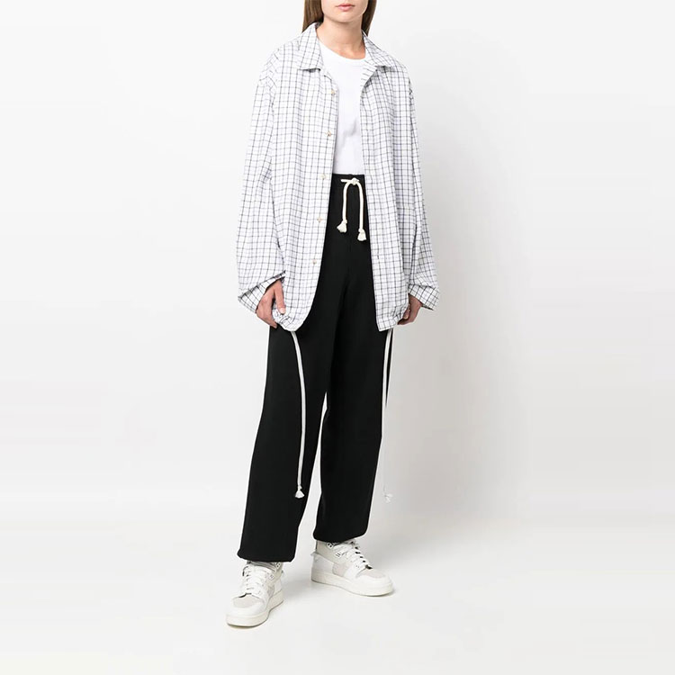 Shop Acne Studios SS22 Checkered Tie Long Sleeve Shirt Unisex Black White C90105-AL4