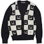 Order Acne Studios SS22 Face Checkered Wool V-Neck Cardigan Unisex Black Sweater. C60059-CW8