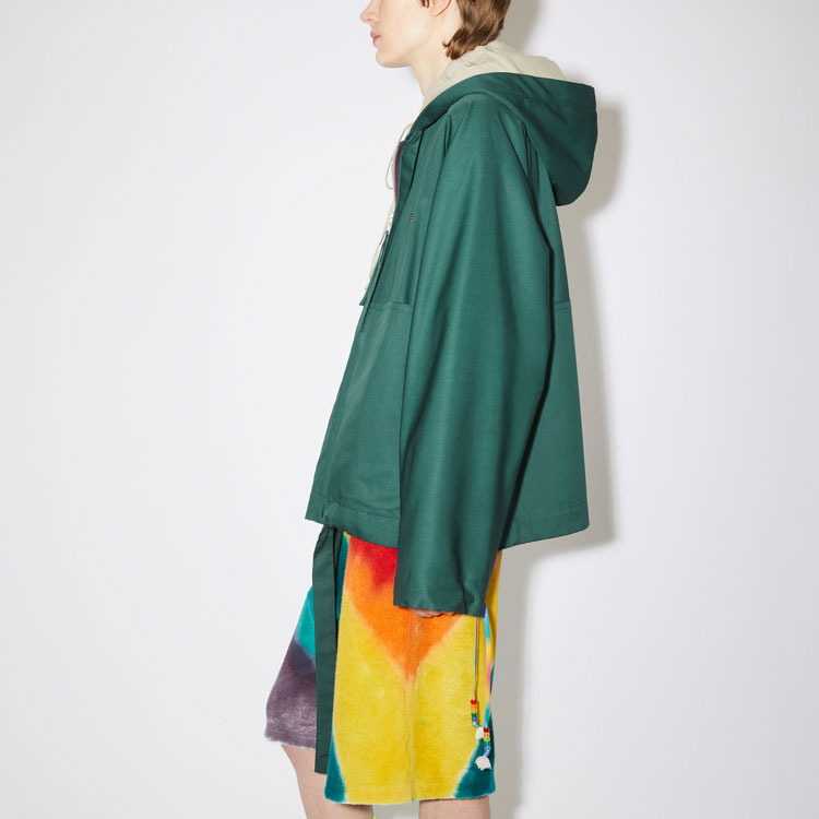 Details for Acne Studios SS22 Face Logo Patch Zip-Up Hoodie Jacket Unisex Green. C90106-AAY