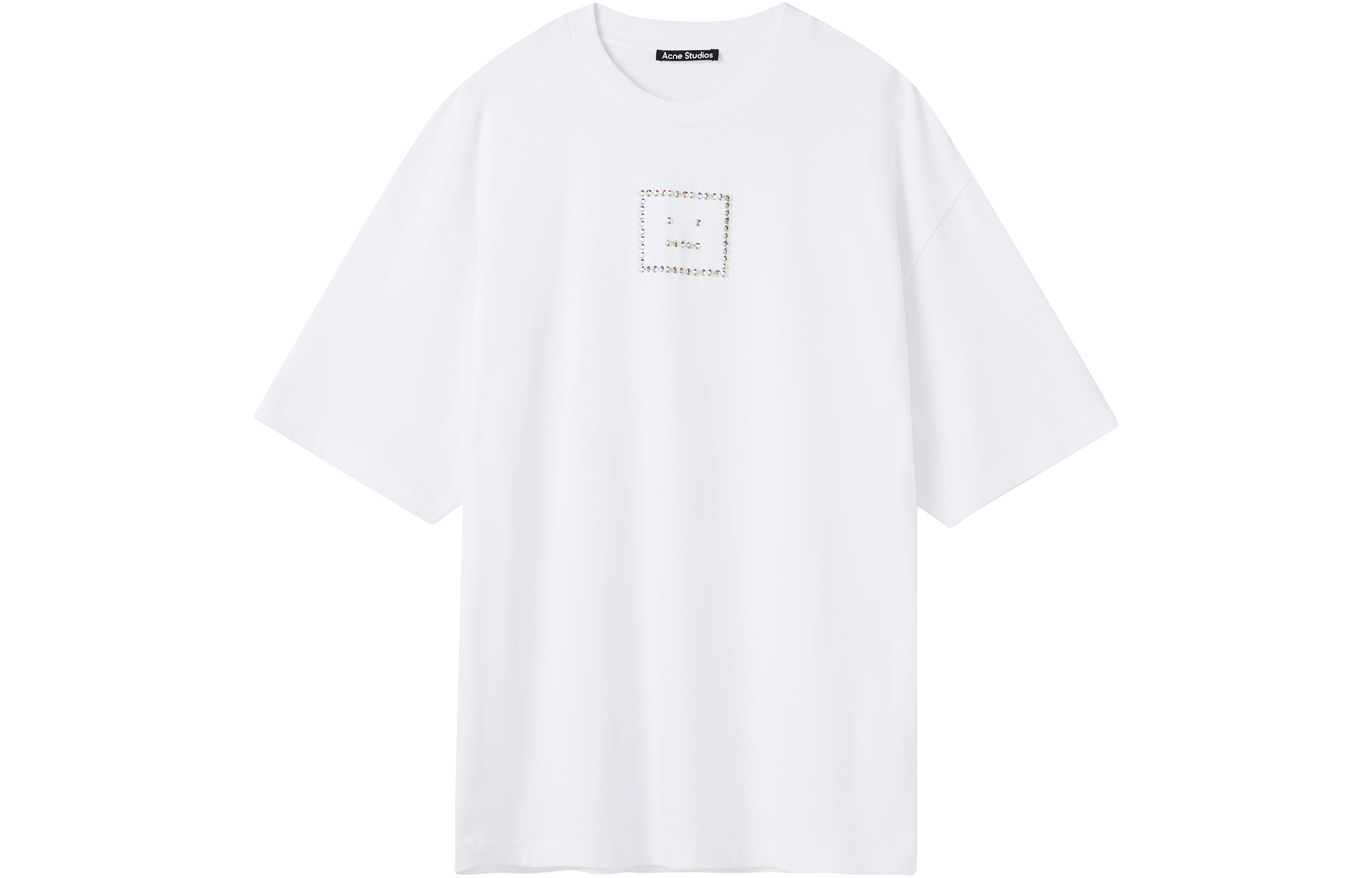 Order Acne Studios SS22 脸标白色男女同款圆领T恤 CL0161-183