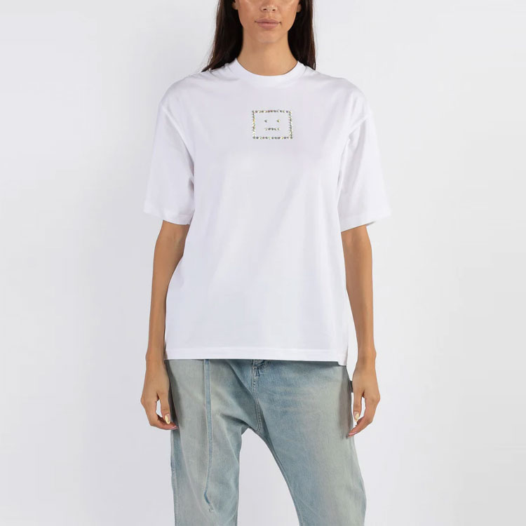 Purchase Acne Studios SS22 脸标白色男女同款圆领T恤 CL0161-183
