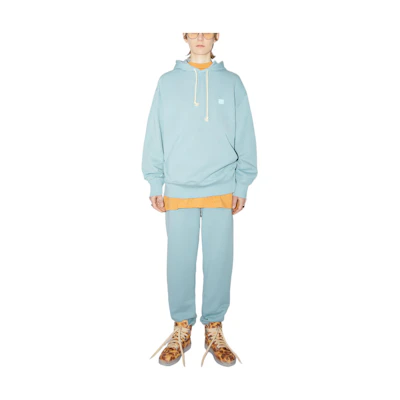 Acne Studios SS22 Face Oversized Blue Hoodie Unisex Pullover Sweatshirt. CI0108-AQH101