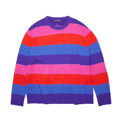Acne Studios SS22 Face Rainbow Stripe Wool Sweater Unisex - Purple. C60046-BNL