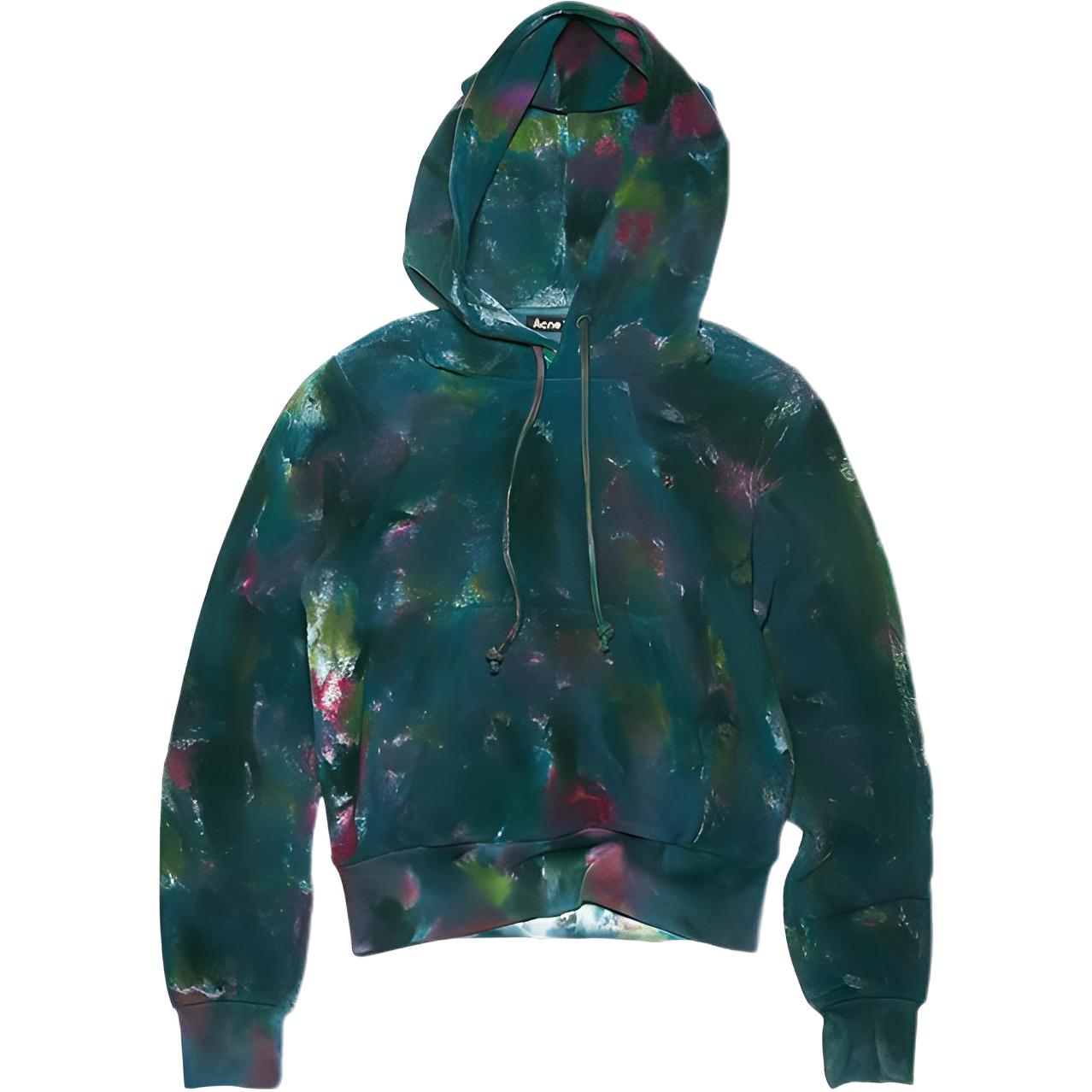 Acne Studios SS22 Face Tie-Dye Hoodie Green Unisex Pullover Fleece CI0110-AB4