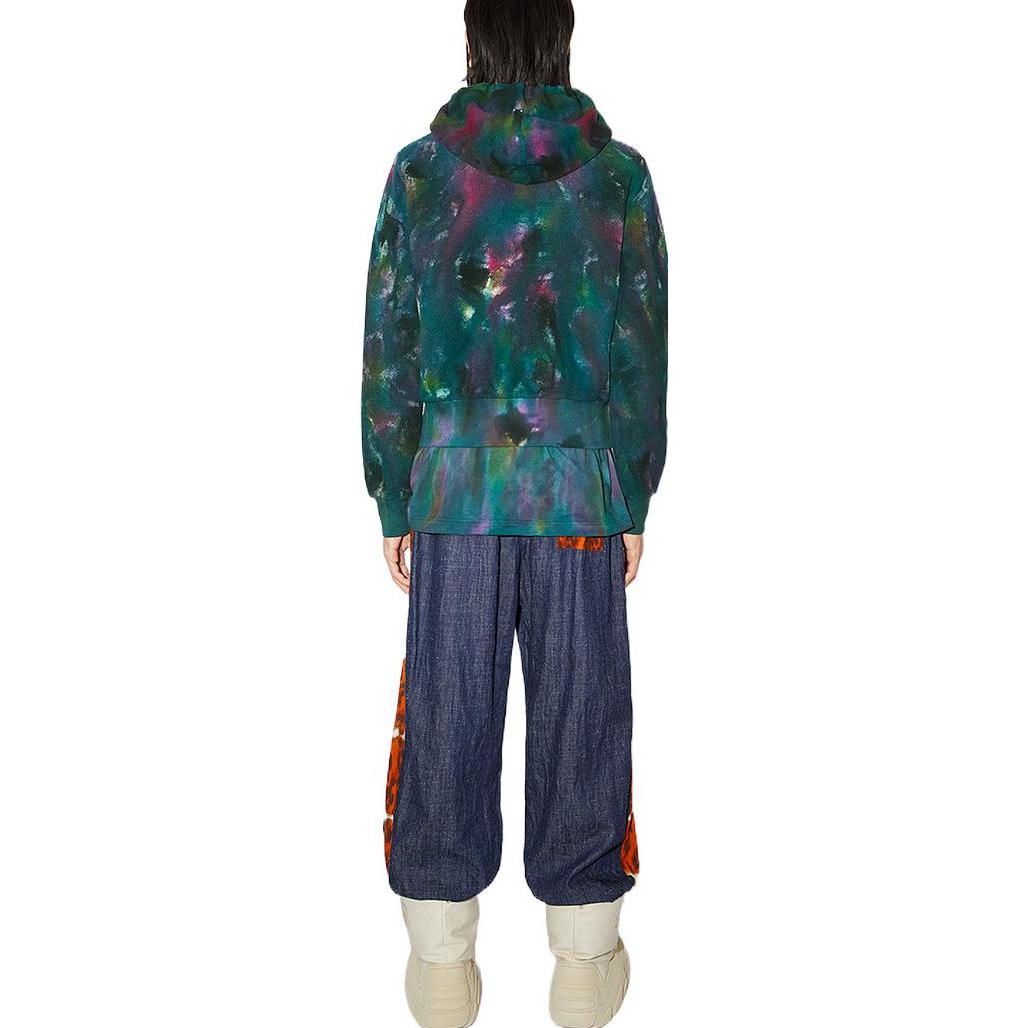 Shop Hoodie Tie-Dye Hijau Acne Studios SS22 Unisex Pullover Fleece CI0110-AB4