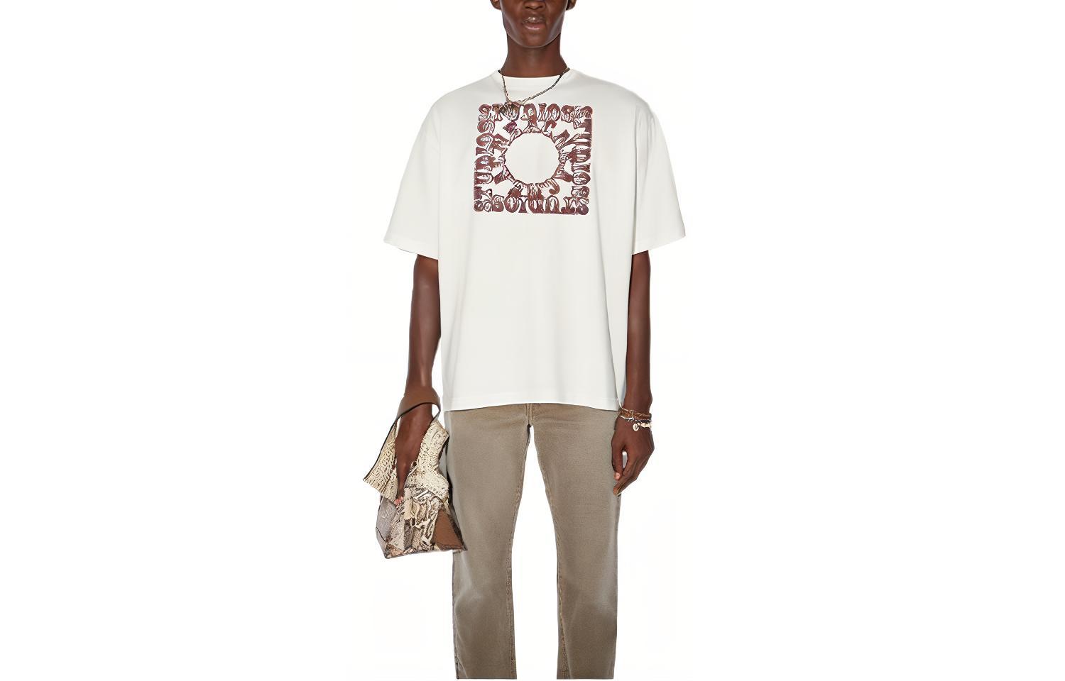 Acne Studios SS22 Geometric Print Crewneck Short Sleeve T-Shirt Men Grey White BL0316-AEG