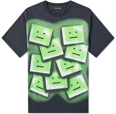Acne Studios SS22 Graffiti Ice Cube Smiley Print Unisex T-Shirt - Black CL0129-BM0 Order Acne Studios SS22 Graffiti Ice Cube Smiley Print Unisex T-Shirt - Black CL0129-BM0