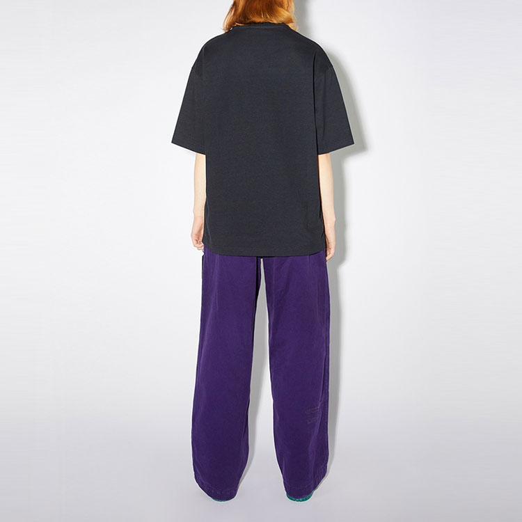 Shop Acne Studios SS22 涂鸦笑脸印花男女同款T恤 - 黑色 CL0129-BM0