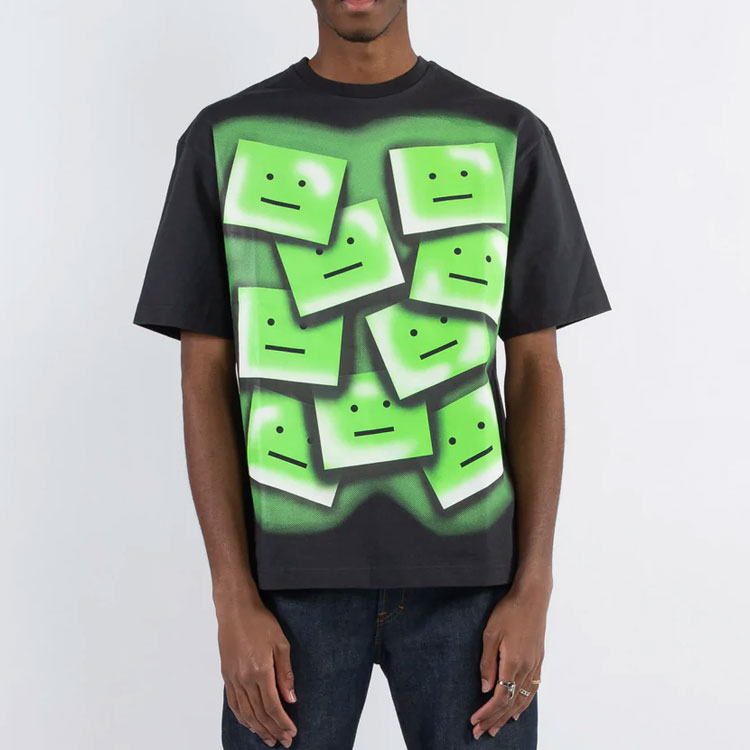 Purchase Acne Studios SS22 涂鸦笑脸印花男女同款T恤 - 黑色 CL0129-BM0