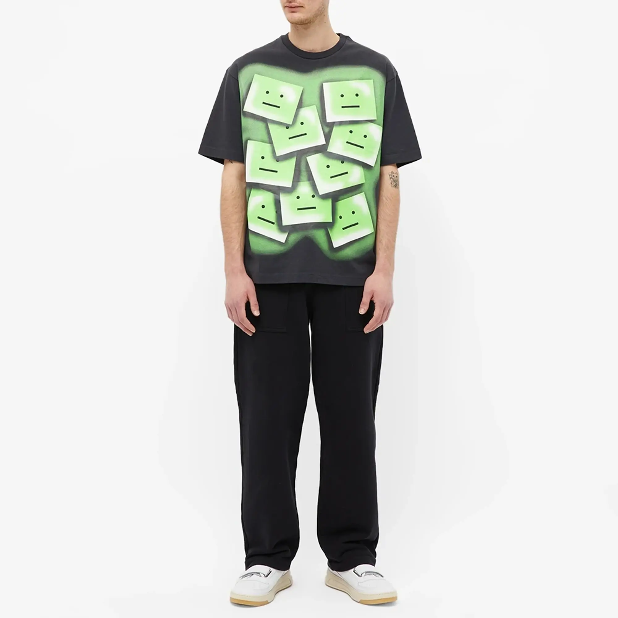 Details for Acne Studios SS22 涂鸦笑脸印花男女同款T恤 - 黑色 CL0129-BM0