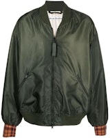 Acne Studios SS22 Green Bomber Jacket with Baseball Collar Zip-Up B90612-AB7 Acne Studios SS22 Green Bomber Jacket with Baseball Collar Zip-Up B90612-AB7
