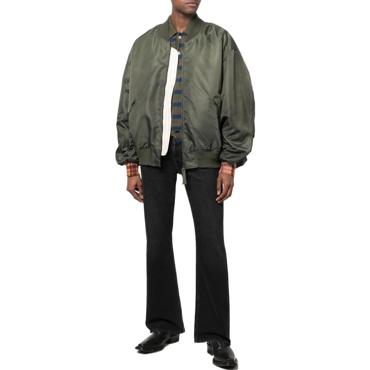Lookbook Acne Studios SS22 Green Bomber Jacket with Baseball Collar Zip-Up B90612-AB7