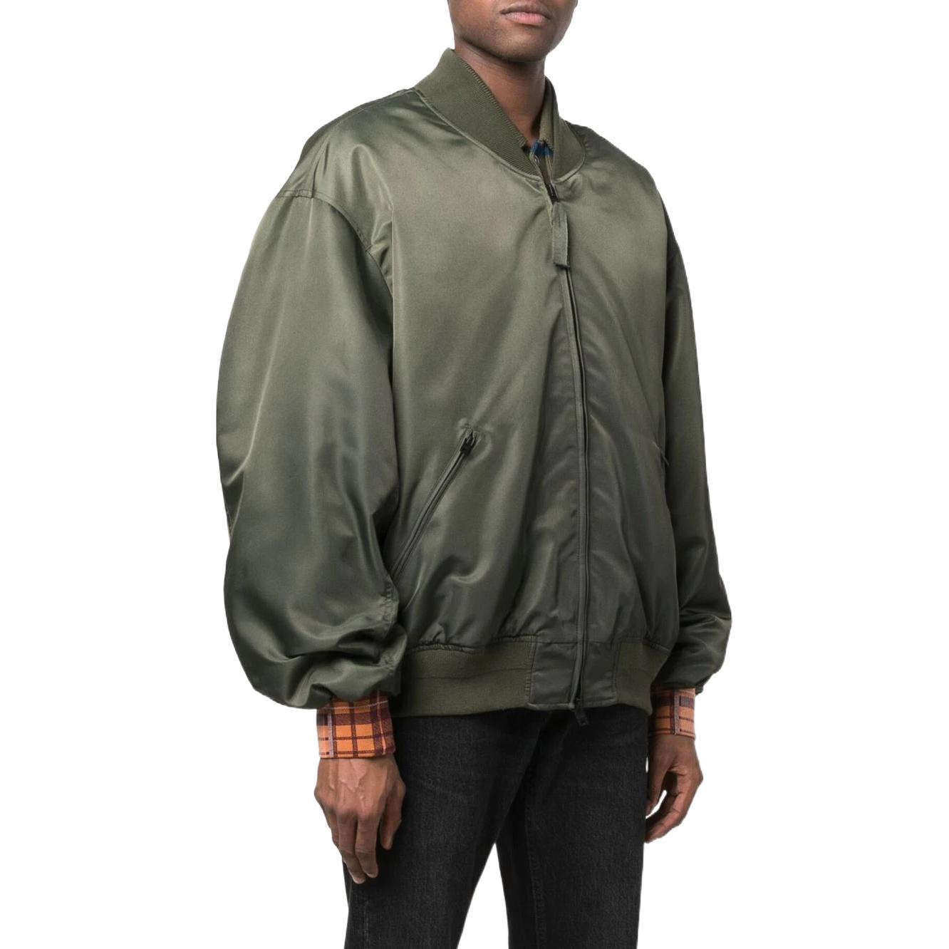 Purchase Acne Studios SS22 Green Bomber Jacket with Baseball Collar Zip-Up B90612-AB7