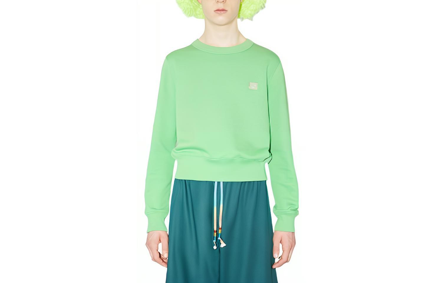 Acne Studios SS22 Green Face Logo Long Sleeve Unisex Pullover Sweatshirt CI0113-BN1