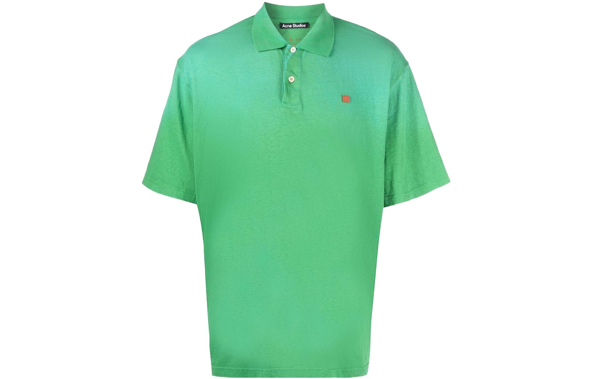 Order Polo Unisex Acne Studios SS22 Verde Desgastado con Parche de Cara. CL0116-CA4