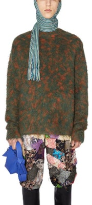 アクネ ストゥディオズ SS22 レオパード柄 ニット セーター クルーネック ダークグリーン. B60250-BA1 Lookbook アクネ ストゥディオズ SS22 レオパード柄 ニット セーター クルーネック ダークグリーン. B60250-BA1