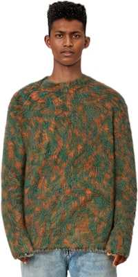 アクネ ストゥディオズ SS22 レオパード柄 ニット セーター クルーネック ダークグリーン. B60250-BA1 Purchase アクネ ストゥディオズ SS22 レオパード柄 ニット セーター クルーネック ダークグリーン. B60250-BA1