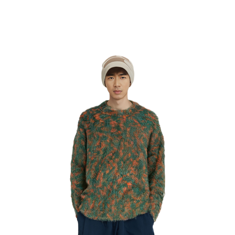 Details for アクネ ストゥディオズ SS22 レオパード柄 ニット セーター クルーネック ダークグリーン. B60250-BA1