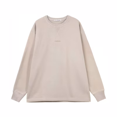 Acne Studios SS22 Logo Print Crewneck Loose Fit Sweatshirt Oyster Grey BI0138-CKN
