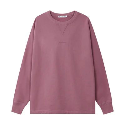 Acne Studios SS22 Logo Print Oversized Crewneck Long Sleeve Sweatshirt Pink Mens. BI0138-ACX