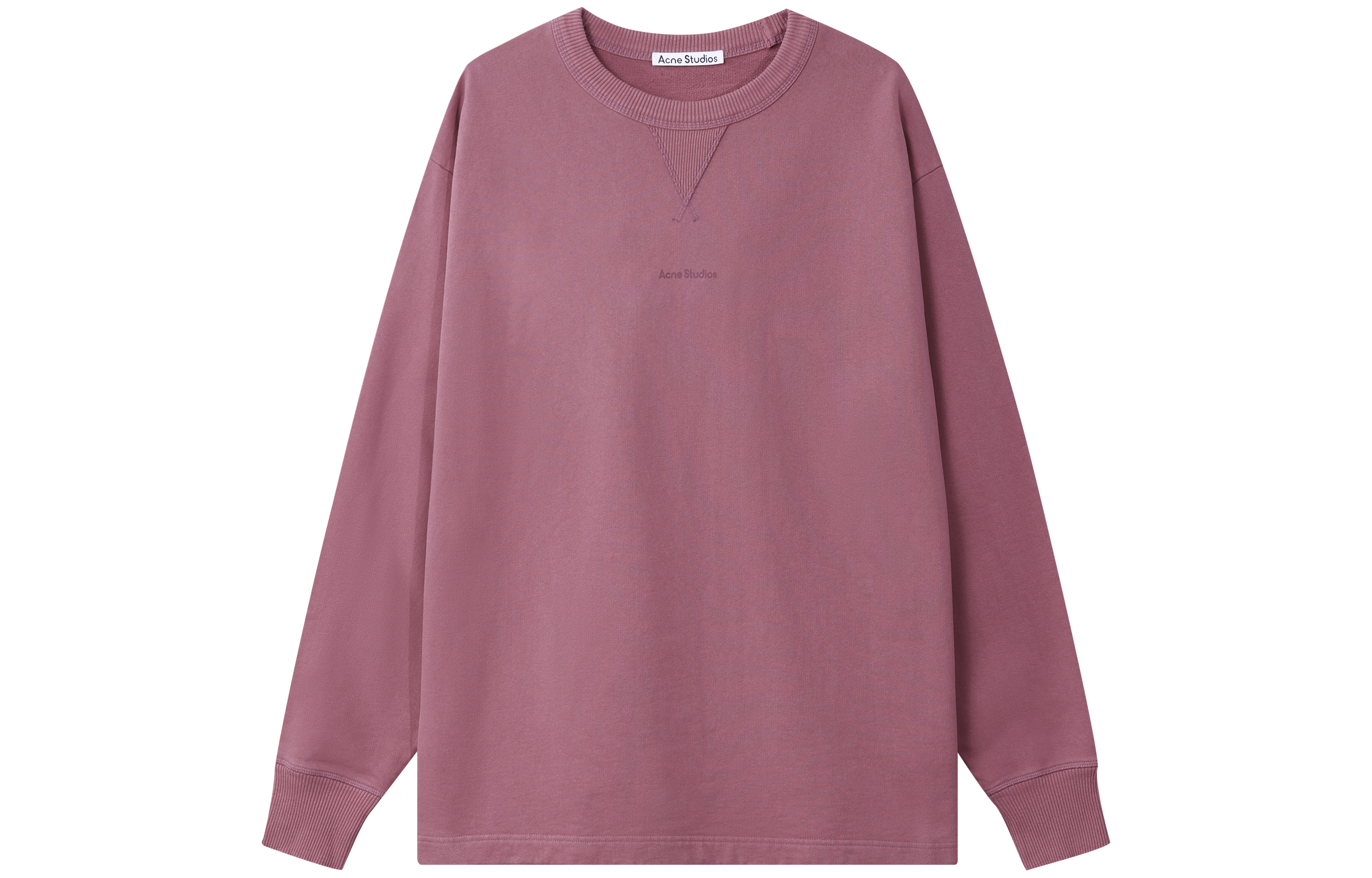 Order Acne Studios SS22 Baju Crewneck Logo Oversized Lengan Panjang Pink Lelaki. BI0138-ACX