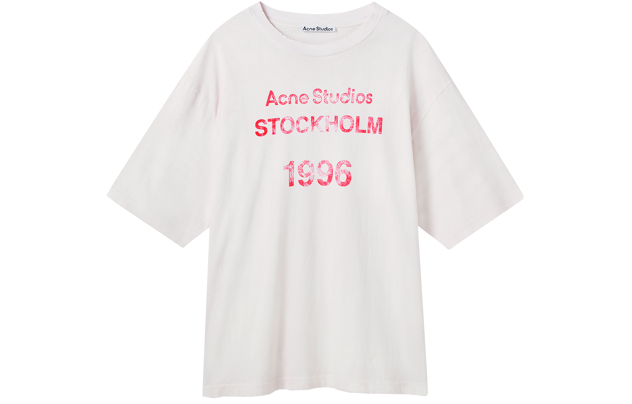 Order Acne Studios SS22 Baju T Lengan Pendek Logo Lelaki - Merah Jambu/Putih. BL0319-ACA