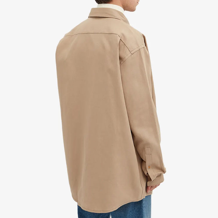 Shop Acne Studios SS22 Nude Logo Embroidered Long Sleeve Shirt BB0412-AEK