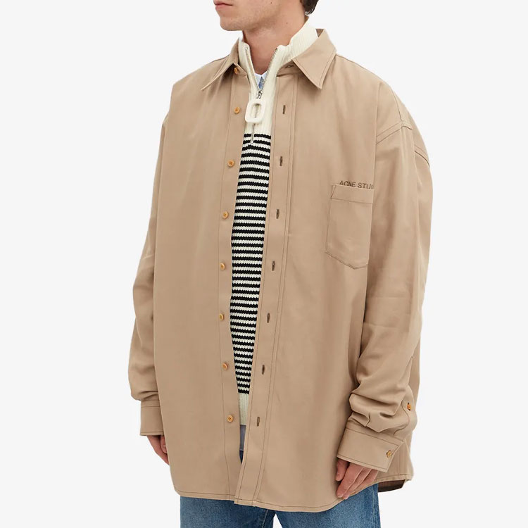 Purchase Acne Studios SS22 Nude Logo Embroidered Long Sleeve Shirt BB0412-AEK