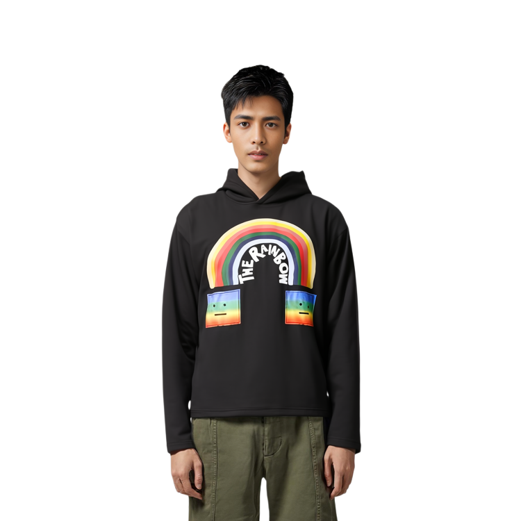 Details for Acne Studios SS22 Rainbow Letter Print Hoodie Unisex Black. CI0116-900