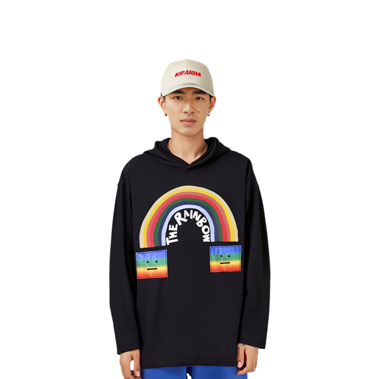 Sizing Acne Studios SS22 Rainbow Letter Print Hoodie Unisex Black. CI0116-900