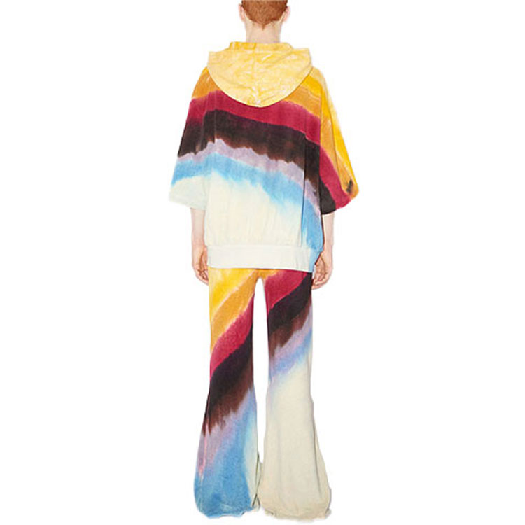 Shop Hoodie Unisex Acne Studios SS22 Rainbow Tie-Dye Colorblock Lengan 3/4 CI0117-ADP