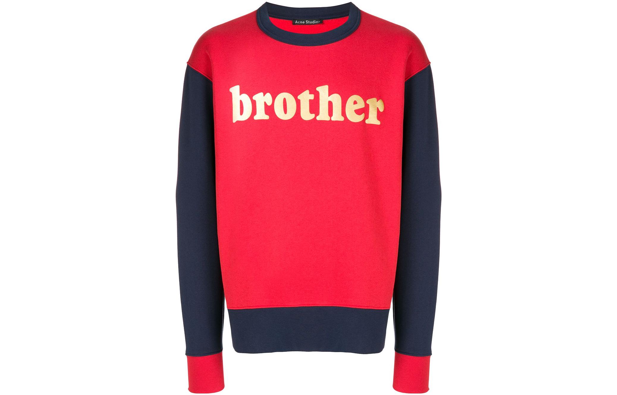 Acne Studios SS22 Red Alphabet Print Colorblock Crewneck Sweatshirt Unisex CI0004-AGX