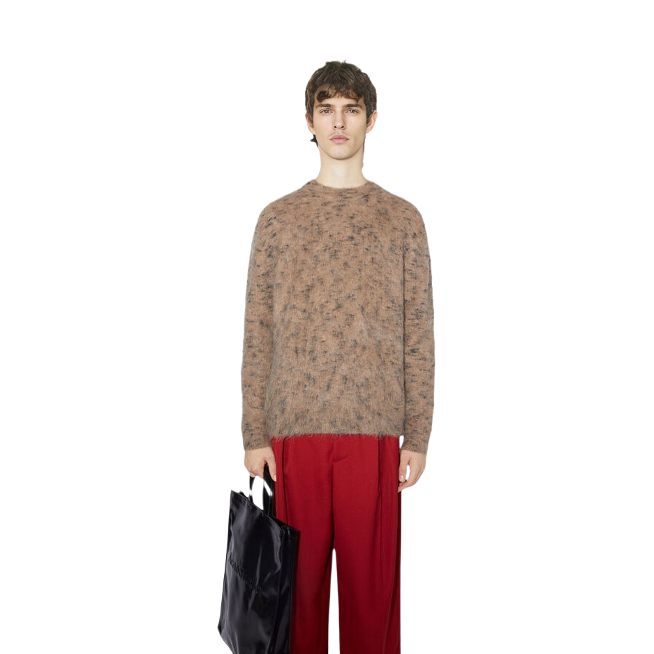 Lookbook Acne Studios SS22 Speckled Knit Crewneck Pullover Sweater Brown . B60264-BLG