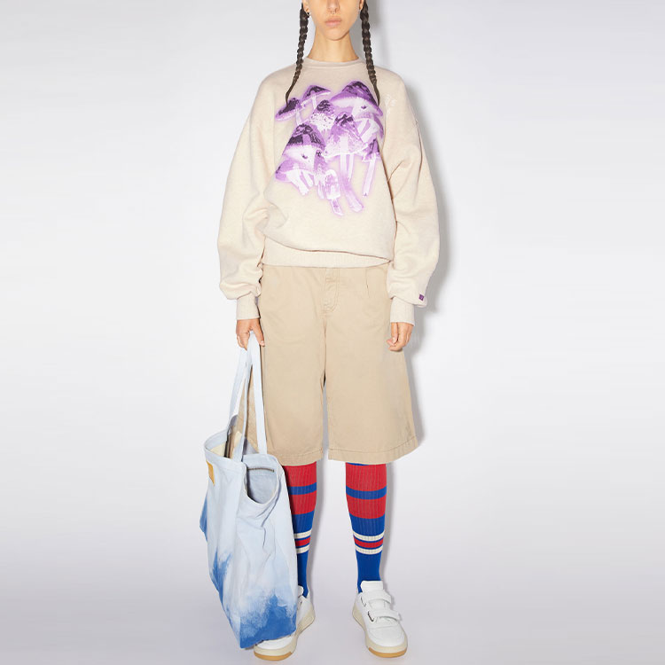 Lookbook Acne Studios SS22 男女同款米色圆领长袖卫衣. CI0083-633