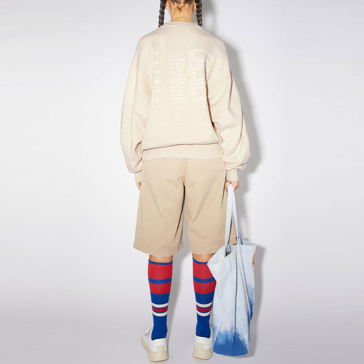 Shop Acne Studios SS22 男女同款米色圆领长袖卫衣. CI0083-633