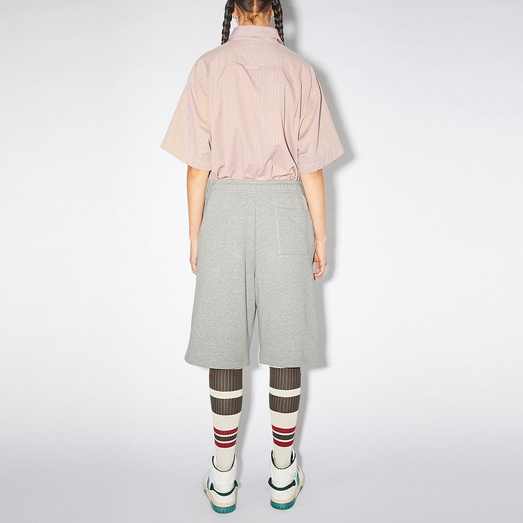 Purchase Acne Studios SS22男女同款浅灰色抽绳纯棉运动短裤。 CE0015-X92
