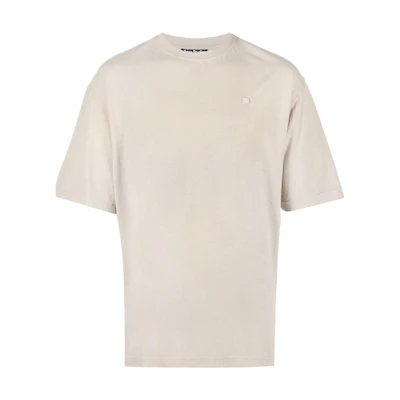 Acne Studios SS22 Unisex Plain Logo Patch Short Sleeve T-Shirt Light Beige. CL0163-ADY