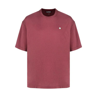 Acne Studios SS22 Unisex Plain Logo Patch Short Sleeve T-Shirt Maroon Red CL0163-ACD