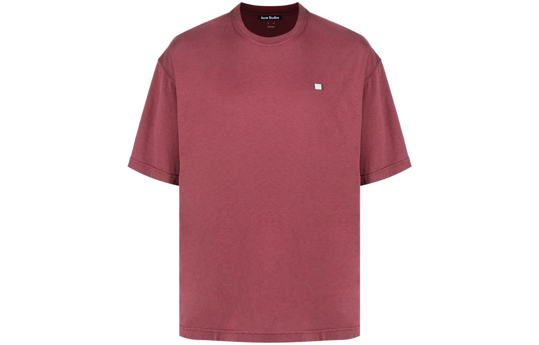 Acne Studios SS22 Unisex Plain Logo Patch Short Sleeve T-Shirt Maroon Red CL0163-ACD 圖 2