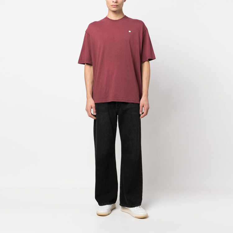 Acne Studios SS22 Unisex Plain Logo Patch Short Sleeve T-Shirt Maroon Red CL0163-ACD 圖 3