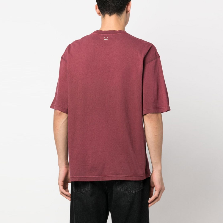 Acne Studios SS22 Unisex Plain Logo Patch Short Sleeve T-Shirt Maroon Red CL0163-ACD 圖 4