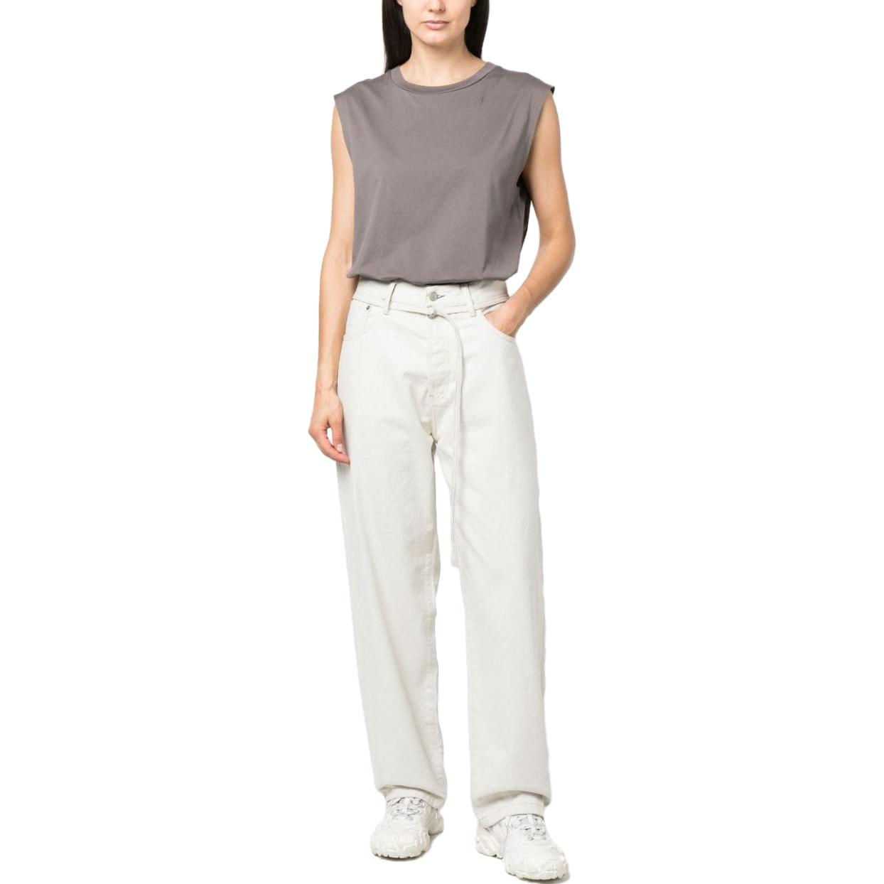 Lookbook Acne Studios SS23 1991 Toj Unisex Loose Wide-Leg Adjustable Beige Denim Jeans C00043-BURF31