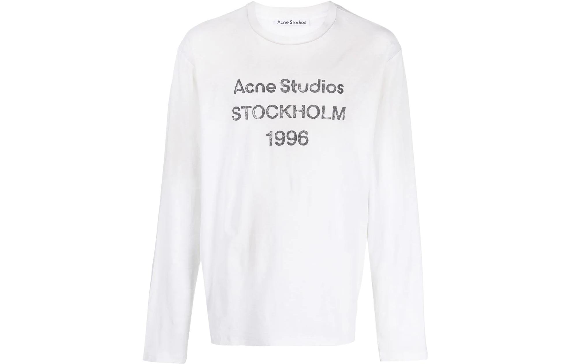 Order Acne Studios SS23 Camiseta Logo Vintage Manga Larga Blanco Sucio Unisex. CL0197-DC6