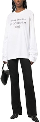 Acne Studios SS23 1996 Logo Vintage Print Long Sleeve Tee Dirty White Unisex. CL0197-DC6 Lookbook Acne Studios SS23 1996 Logo Vintage Print Long Sleeve Tee Dirty White Unisex. CL0197-DC6