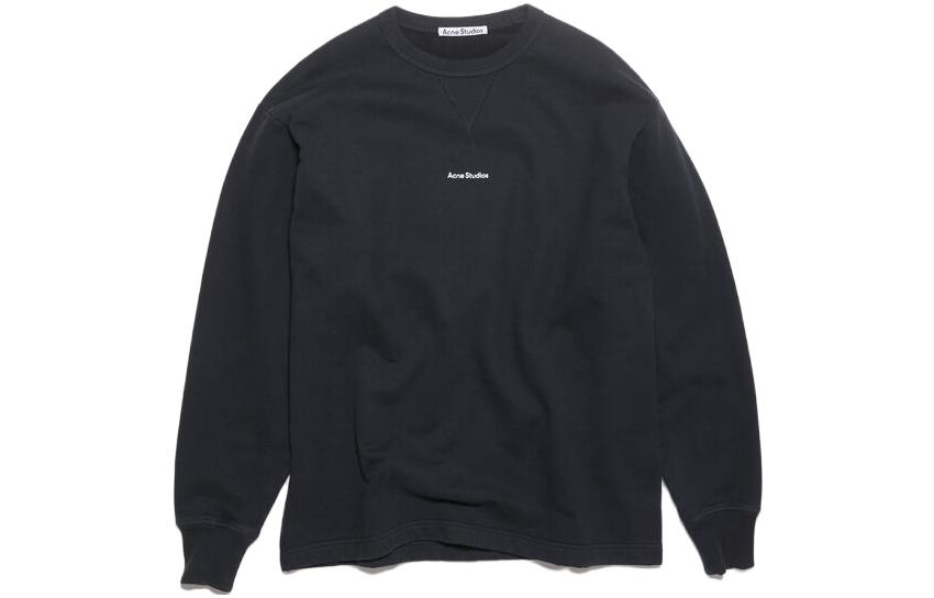 Order Acne Studios SS23 Sweatshirt Hitam Longgar Lengan Panjang dengan Cetakan Huruf. BI0184-900